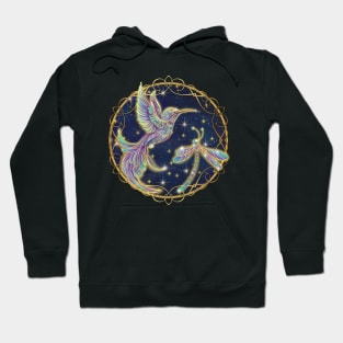 Dragonfly & Hummingbird Golden Starlight Flight Hoodie